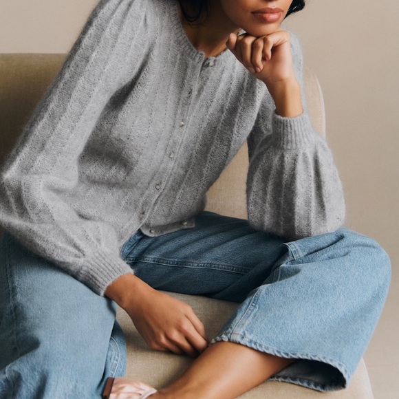 Sezane Heather Gray Button-Up Cardigan - Picture 1 of 1